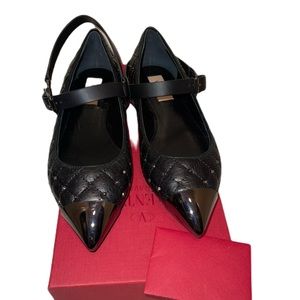 Valentino Rockstud Spike Quilted Leather Flat